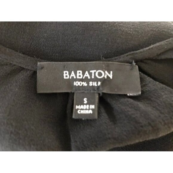 ARITZIA BABATON Alexander Blouse Top 100% Silk Size Small Black 3/4 Sleeve - Picture 7 of 9